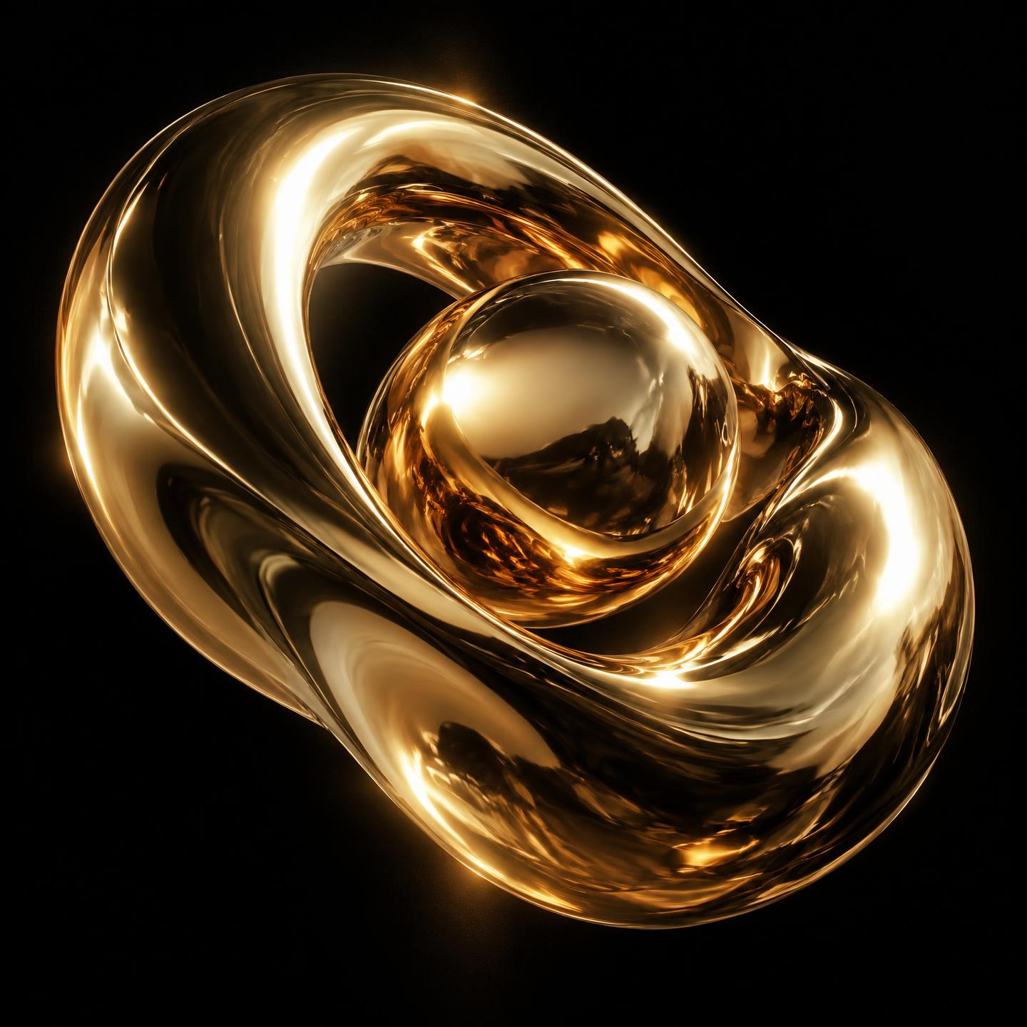 Abstract liquid gold sculpture representing GoldenDeal Agency
